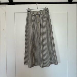 Roolee Navy and White Striped A-Line Skirt
